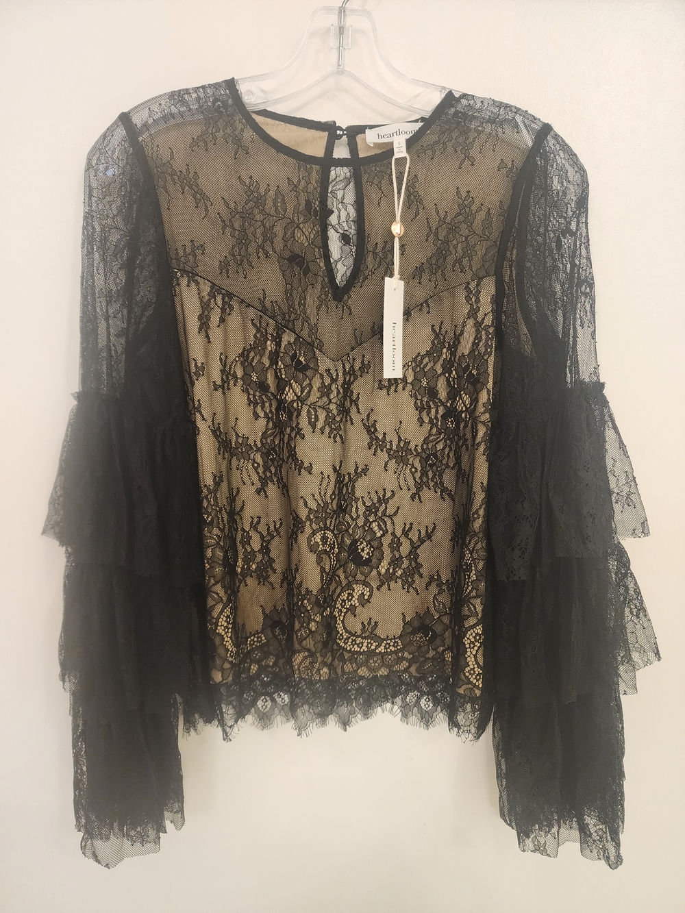 Heartloom Black Lace Tiered-Sleeve Blouse